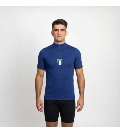 1968 Italy Merino Wool Cycling Jersey, Blue | Shop Now