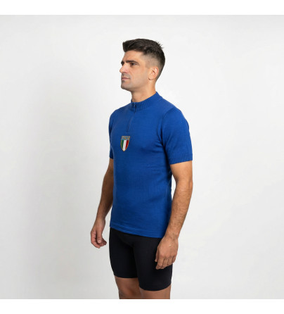 1968 Italy Merino Wool Cycling Jersey, Blue | Shop Now