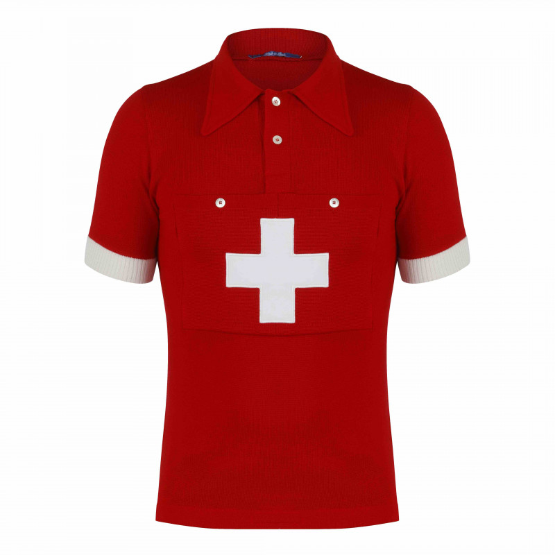 klamre sig Pudsigt eksegese 1954 Swiss Champion Merino Wool Jersey, Red