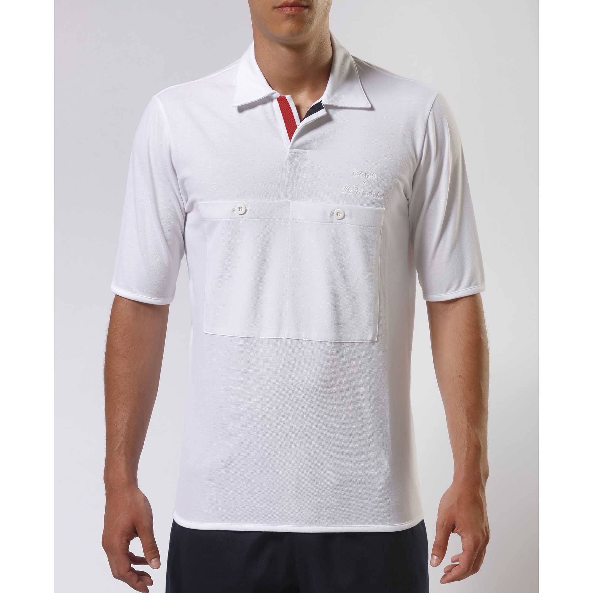Polo in cotone piquet Camo X De Marchi, bianca Acquista ora